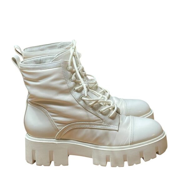 Nine West Womens White Chunky Lace-Up Combat Boots Size 9M - Picture 12 of 16